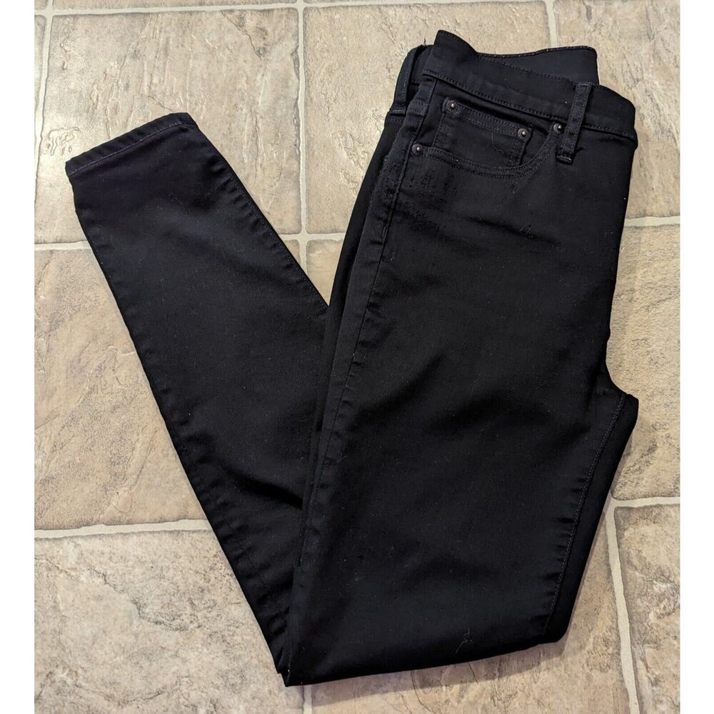 J.Crew Re-Imagined Size 28 Toothpick Black Denim Jeans Mid-Rise Stretchy 4076